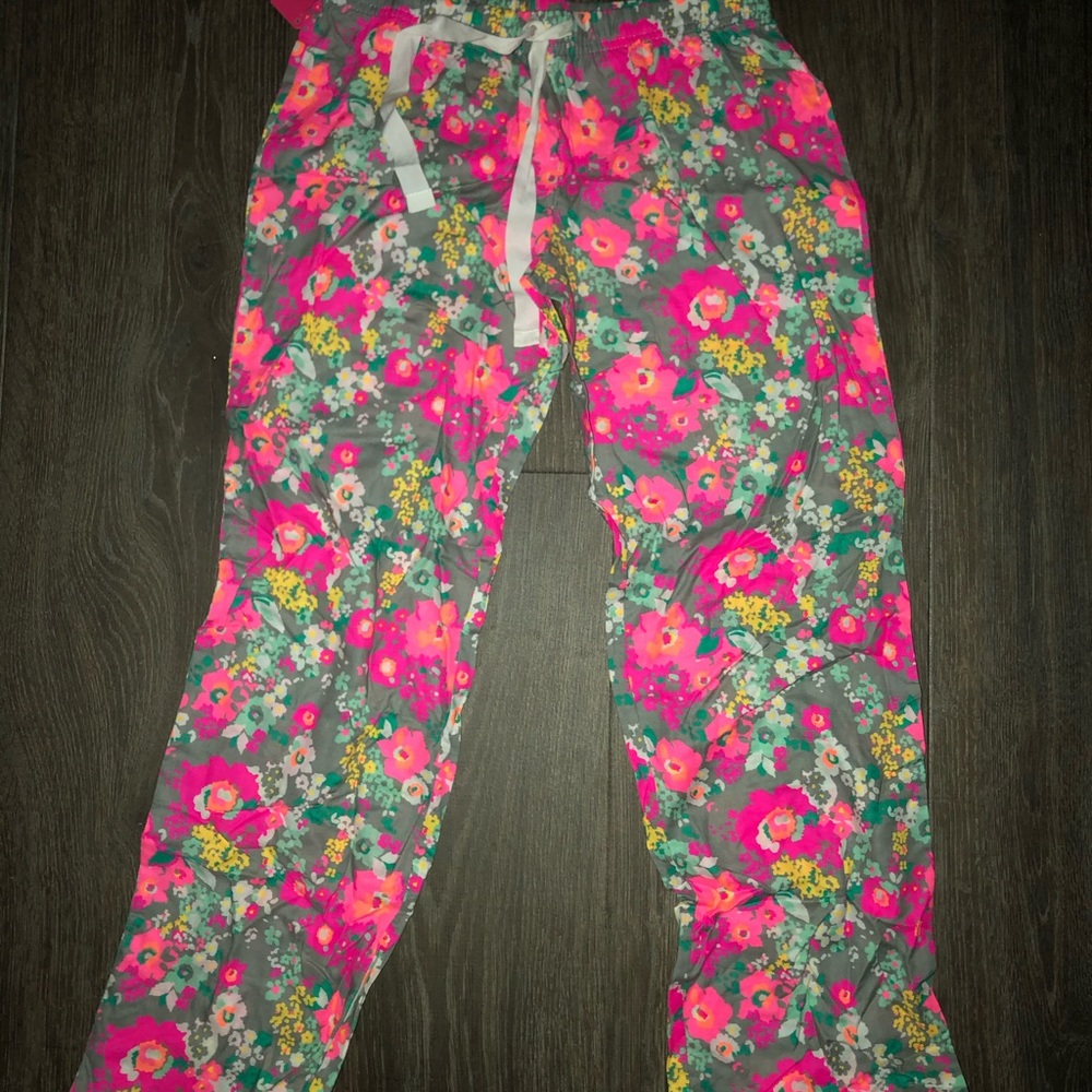 Floral pajama pants with drawstring